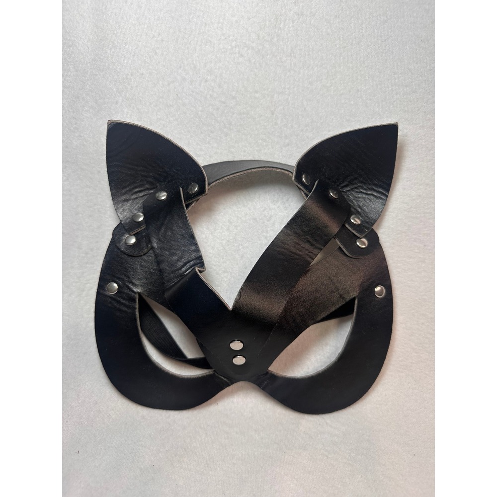 Half Face Cat Cosplay Mask PU Leather Eye Mask for Adult Halloween Party
